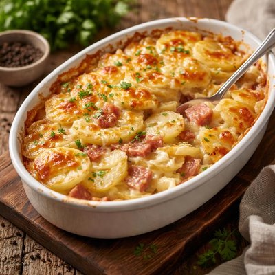 Scalloped potatos with ham