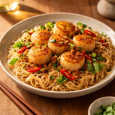 Scallops with vermicelli