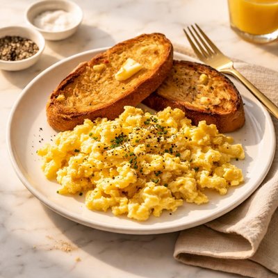 Scambled eggs and toast