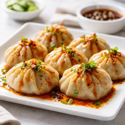 Schezwan chicken steamed dumplings