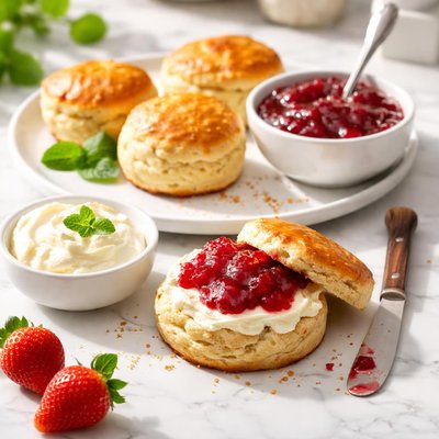 Scone with jam and clotted cream