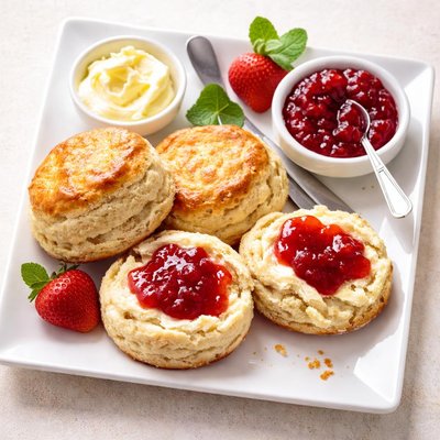 Scones with butter and jam