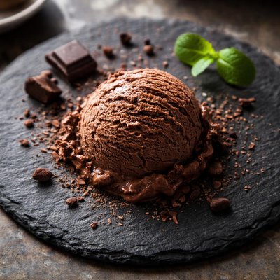 Scoop of chocolate ice cream