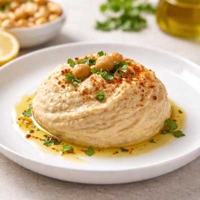 Scoop of hummus