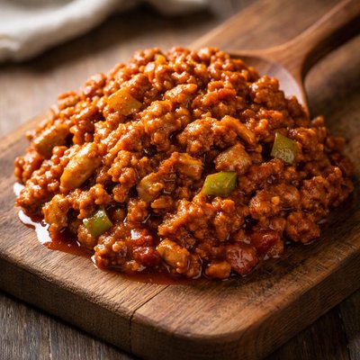 Scoop of sloppy joe mix