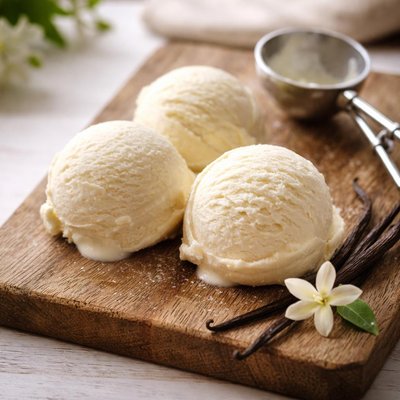 Scoop vanilla ice cream