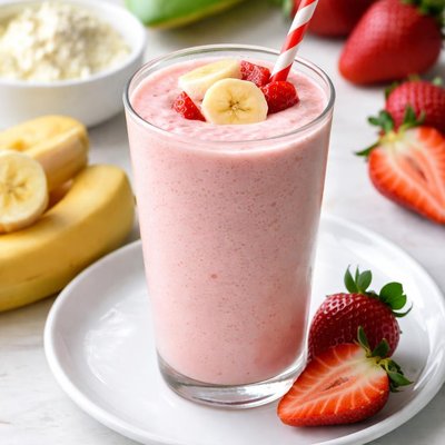 Scooters strawberry banana protein smoothie