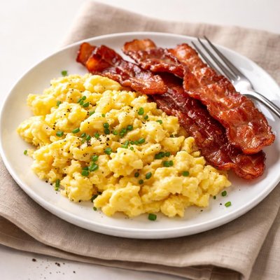 Scrambled egg and bacon
