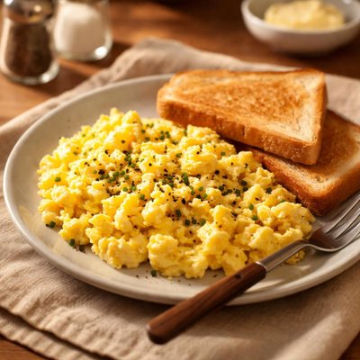 Scrambled egg and white toast