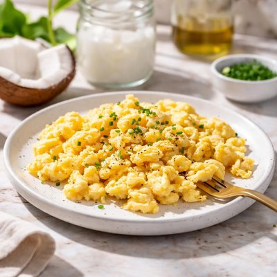 Scrambled egg in coconut oil