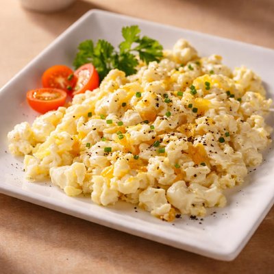 Huevos revueltos con claras y queso