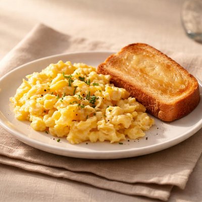 Scrambled egg with one toast