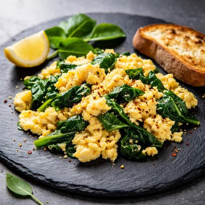 Scrambled egg with spinach