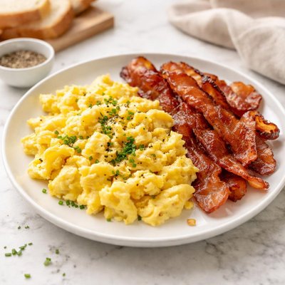 Scrambled eggs and bacon