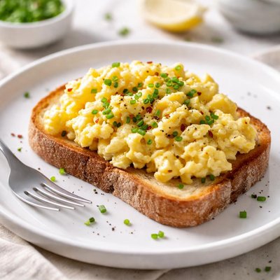 Scrambled eggs on toast