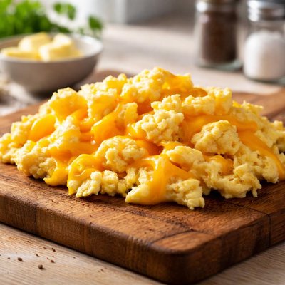 Scrambled eggs with american cheese
