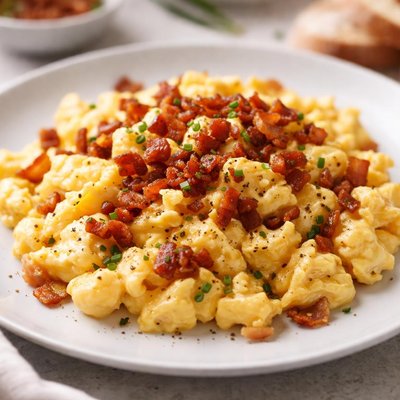 Scrambled eggs with bacon bits