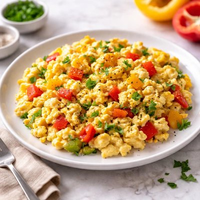 Scrambled eggs with bell peppers