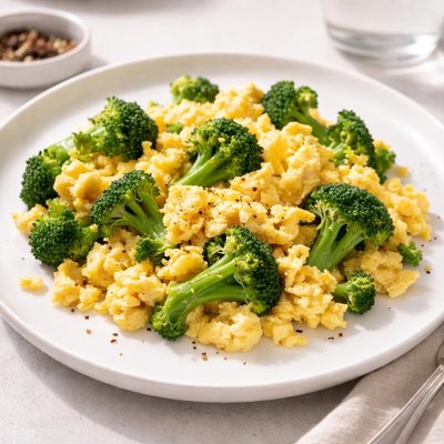 Scrambled eggs with broccoli