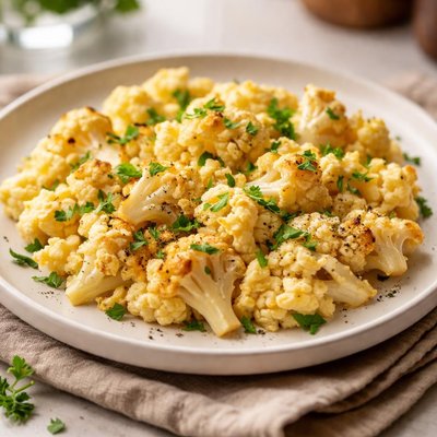Scrambled eggs with cauliflower