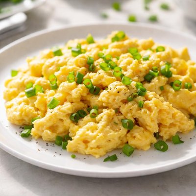 Scrambled eggs with green onions