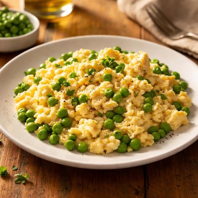Scrambled eggs with peas