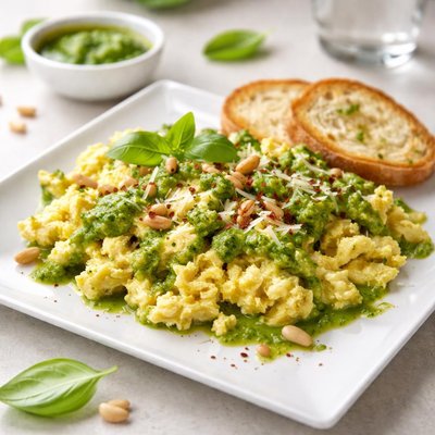 Scrambled eggs with pesto