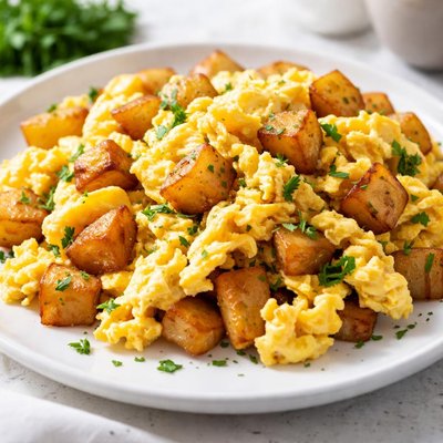 Scrambled eggs with potatoes