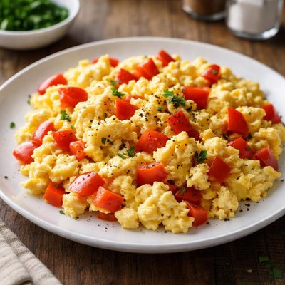 Huevos revueltos con pimientos rojos