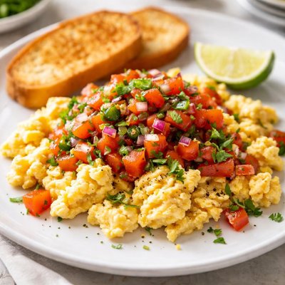Scrambled eggs with salsa
