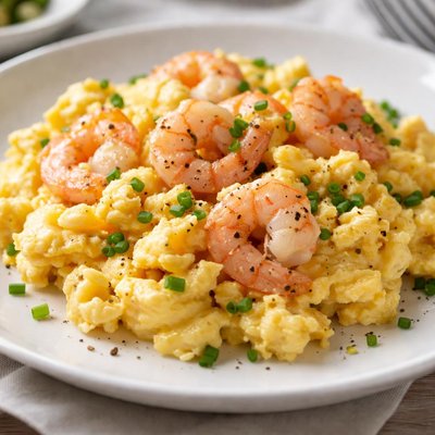 Scrambled eggs with shrimp