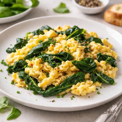 Scrambled eggs with spinach