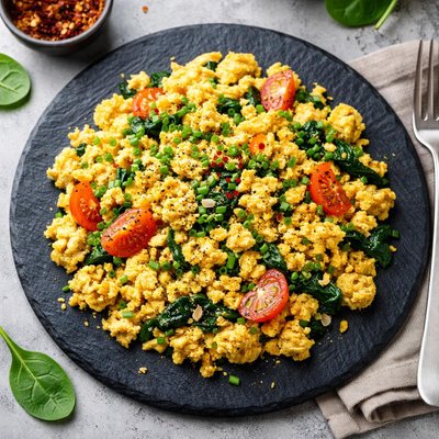 Scrambled eggs with tofu