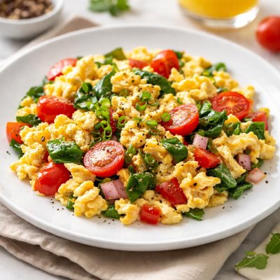 Scrambled eggs with vegetables