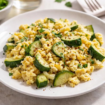 Scrambled eggs with zucchini