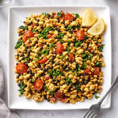 Scrambled tofu with black-eyed peas