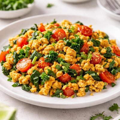 Scrambled tofu with vegetables