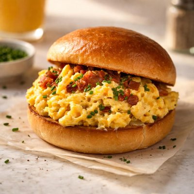 sándwich de huevo revuelto