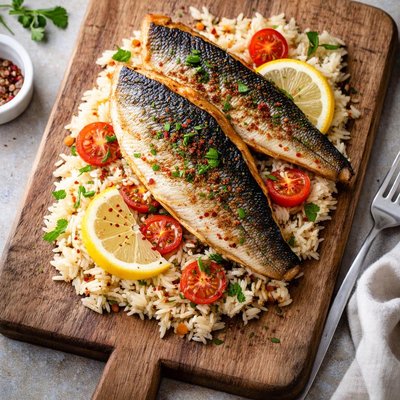 Sea bass and rice