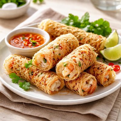 Seafood net spring roll