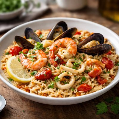Seafood orzo