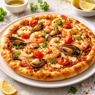 Seafood pizza