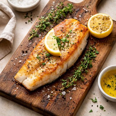 Seared fish fillet