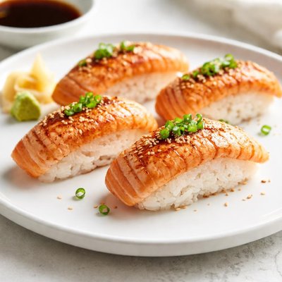 Seared salmon nigiri sushi