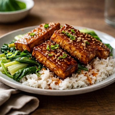 Seared teriyaki tempeh