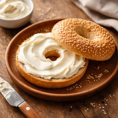 Seasame bagel with cream cheese dunkin donut