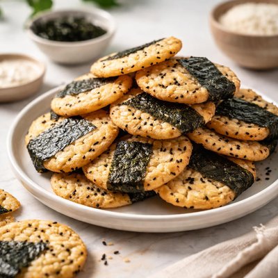 Seaweed rice crakers