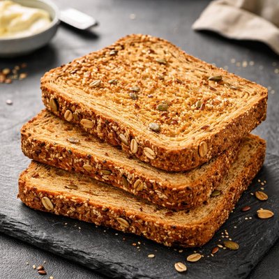 Tostada de pan integral con semillas