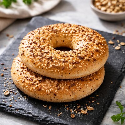 Seeded thin bagel
