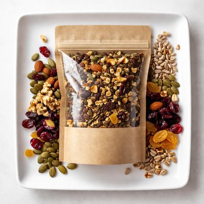 Seeds and dried fruit package